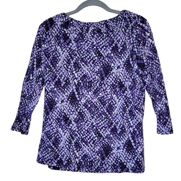 Style & Co Purple Multicolor Spotted Design Blouse Women Size L - Picture 2 of 8